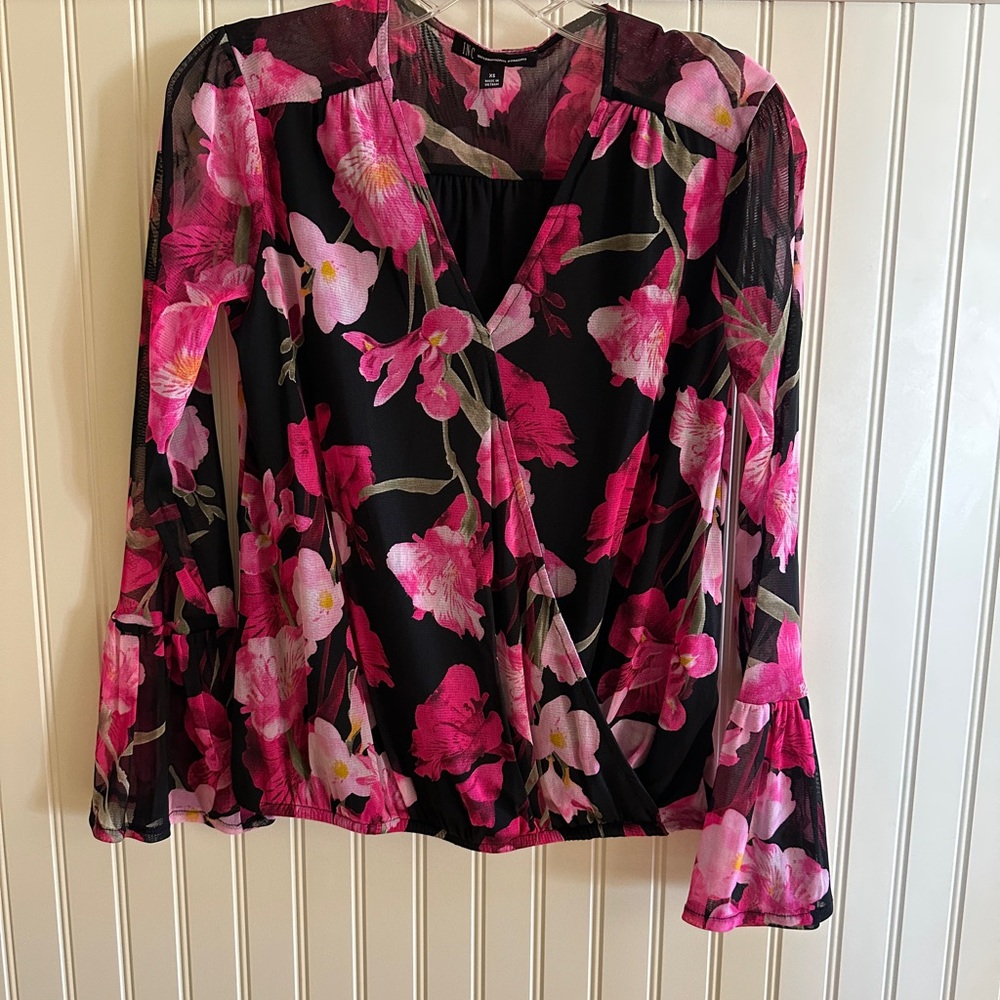 Floral Black and Pink Women's Top